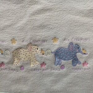All Creatures Great & Small Elephants Green Baby Blanket Satin Detail MWW Market